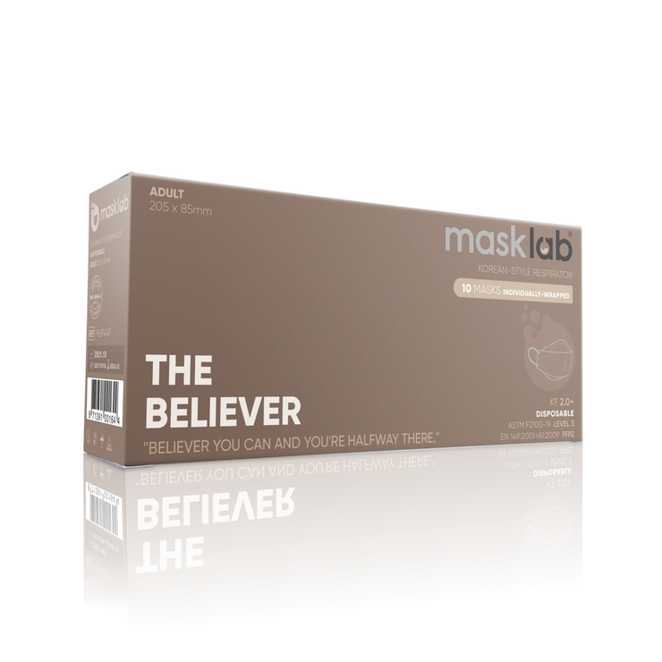 MINIMAL 2.0+ THE BELIEVER (Brown) Adult Korean-style Respirator 2.0 (10-pack)